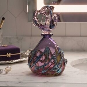 Didier‎ Saba Purple Biot Decanter, Iridescent Blown Vase, Art Glass Collectible